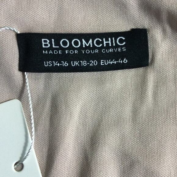 BLOOMCHIC  SZ 14 -16 1x Plus pink metallic  textured vneck midi dress NWT B120 - Picture 4 of 8